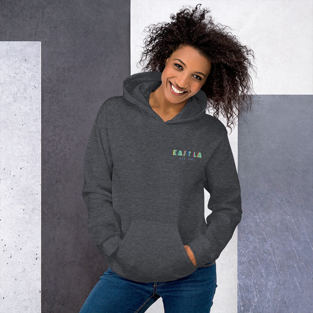 East LA Unisex Hoodie with Margarita on the Back