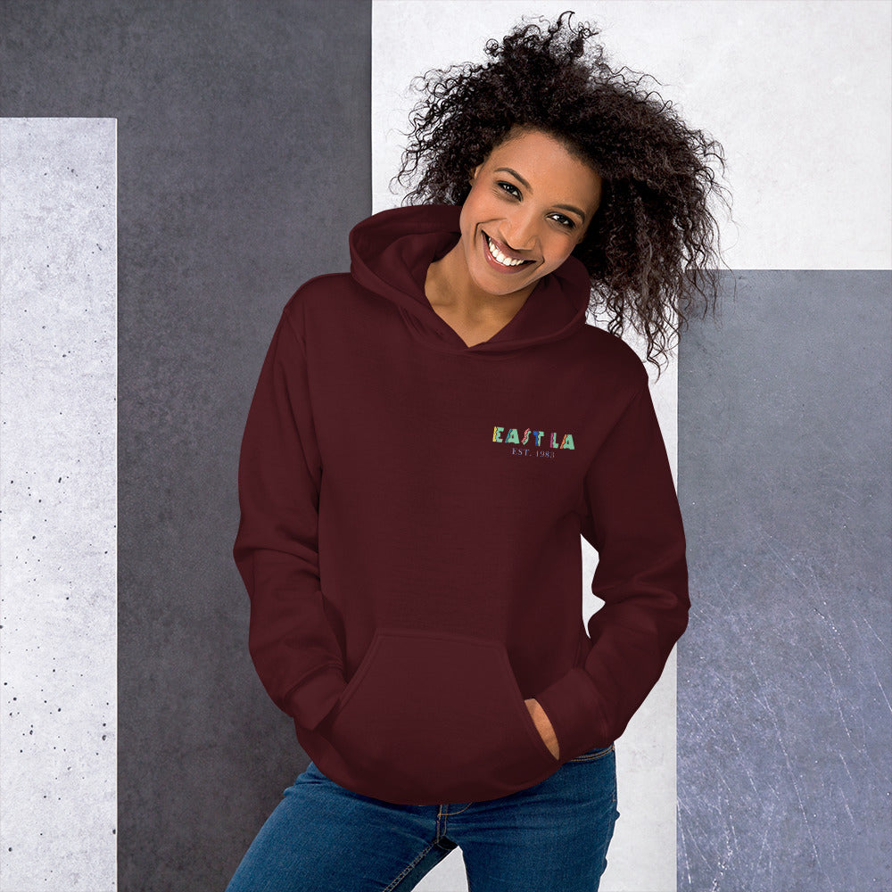 East LA Unisex Hoodie with Margarita on the Back