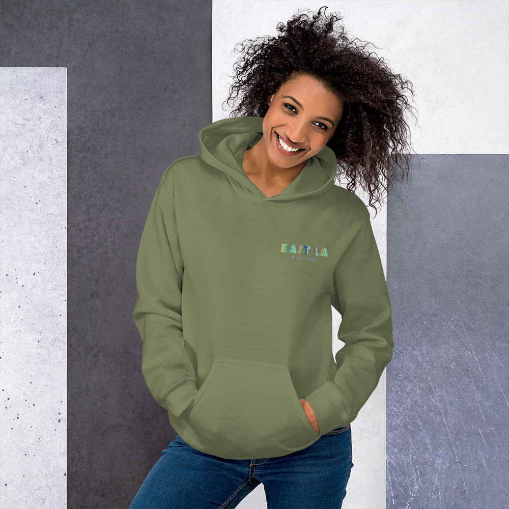 East LA Unisex Hoodie with Margarita on the Back