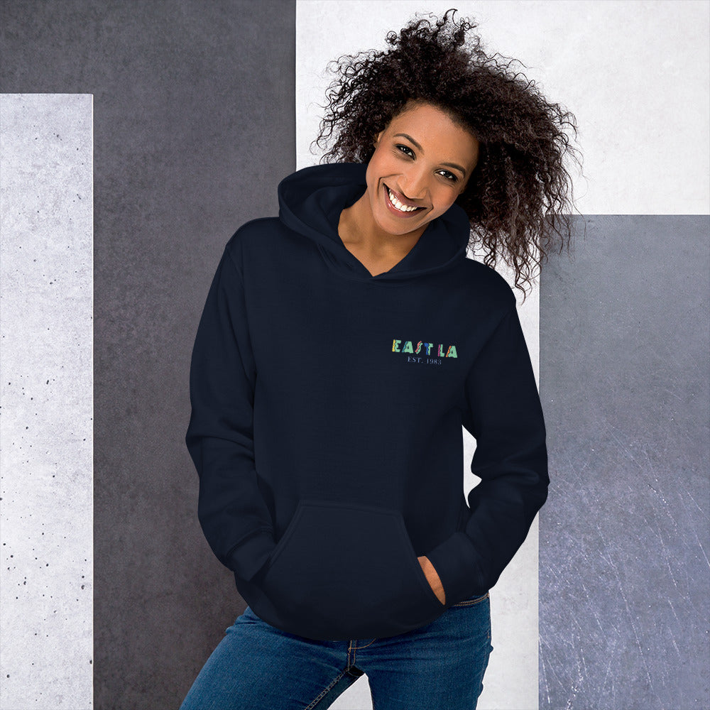 East LA Unisex Hoodie with Margarita on the Back