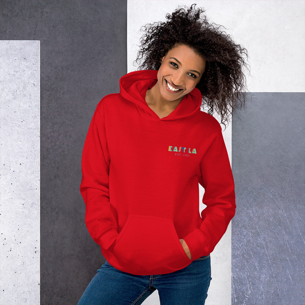 East LA Unisex Hoodie with Margarita on the Back
